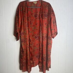 Vintage Solange Satin Women's Robe‎ Plus Size 26/28 Floral Print Oversized Flowy